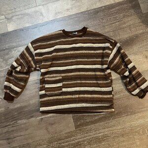 Yesstyle crew neck striped loose sweater